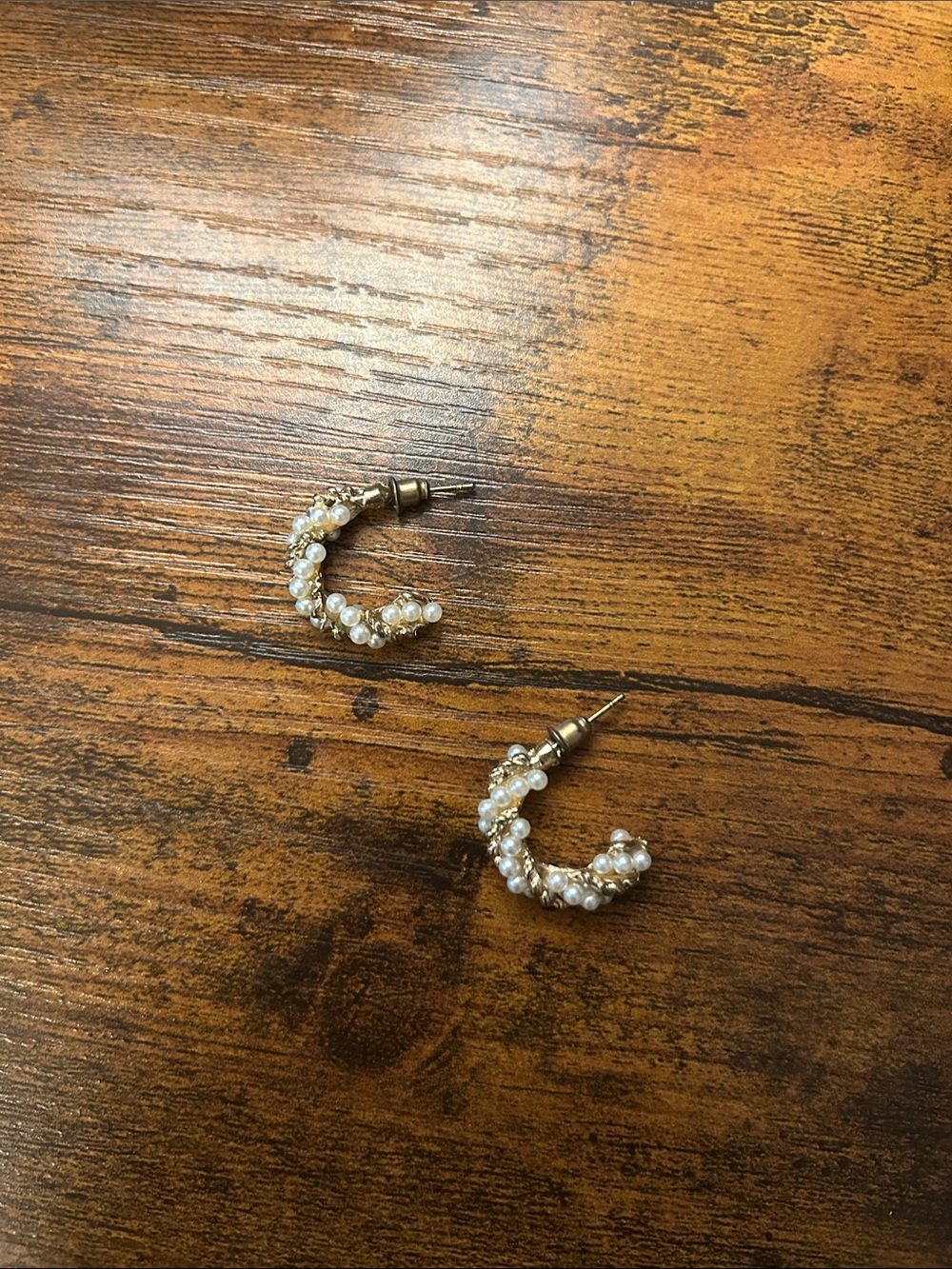 Pearl Beaded Gold Hoop Earrings